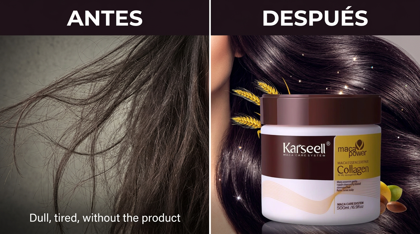 Comparativa de antes y después del uso de la máscara Karseell