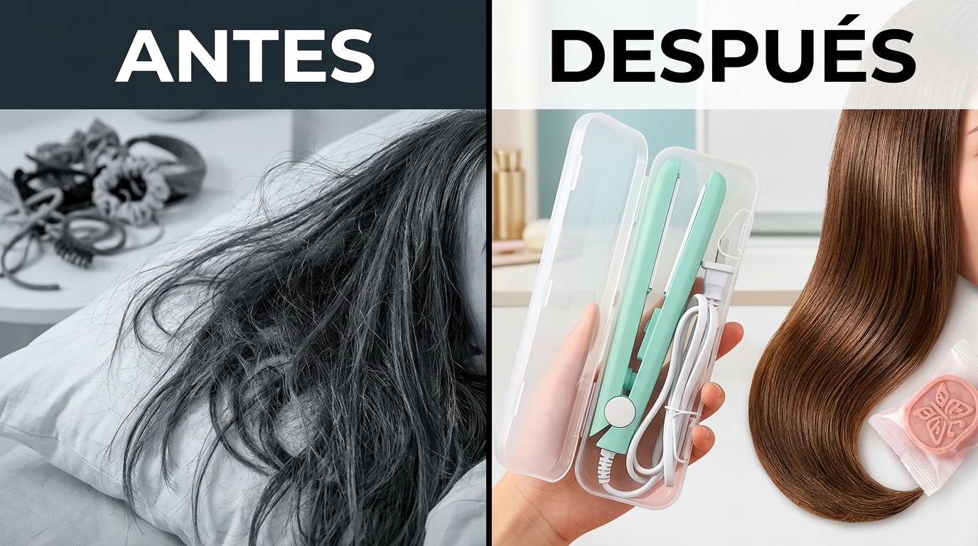 Antes y después de usar la mini plancha