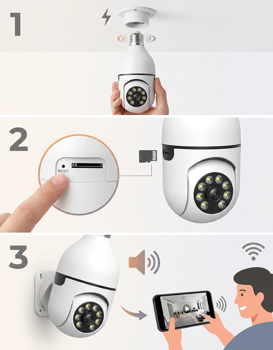 Cómo instalar la cámara bombilla